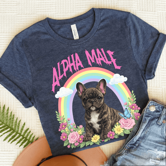 Brindle French Bulldog Puppy Alpha Male Unisex TShirt Heather Navy