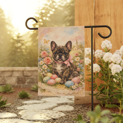 Brindle French Bulldog Retro Lace Easter Yard Flag