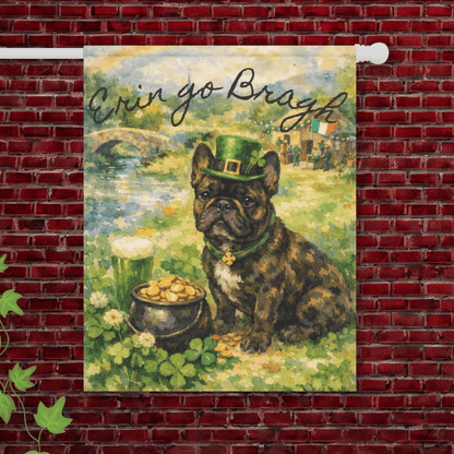 Brindle French Bulldog Saint Patricks Irish Garden Flag 24.5'' × 32''