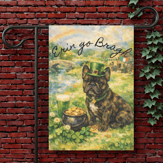Brindle French Bulldog Saint Patricks Irish Garden Flag 12'' × 18''
