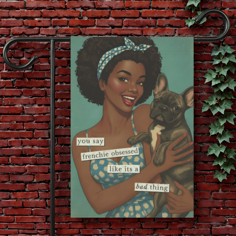 Brindle French Bulldog Snarky Garden Flag 12'' × 18''
