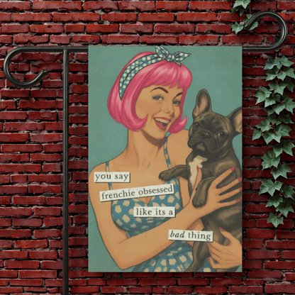 Brindle French Bulldog Snarky Garden Flag 12'' × 18''
