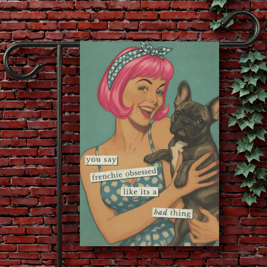 Brindle French Bulldog Snarky Garden Flag 12'' × 18''