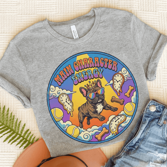 Brindle French Bulldogs Main Character Hippie Unisex TShirt Athletic Heather