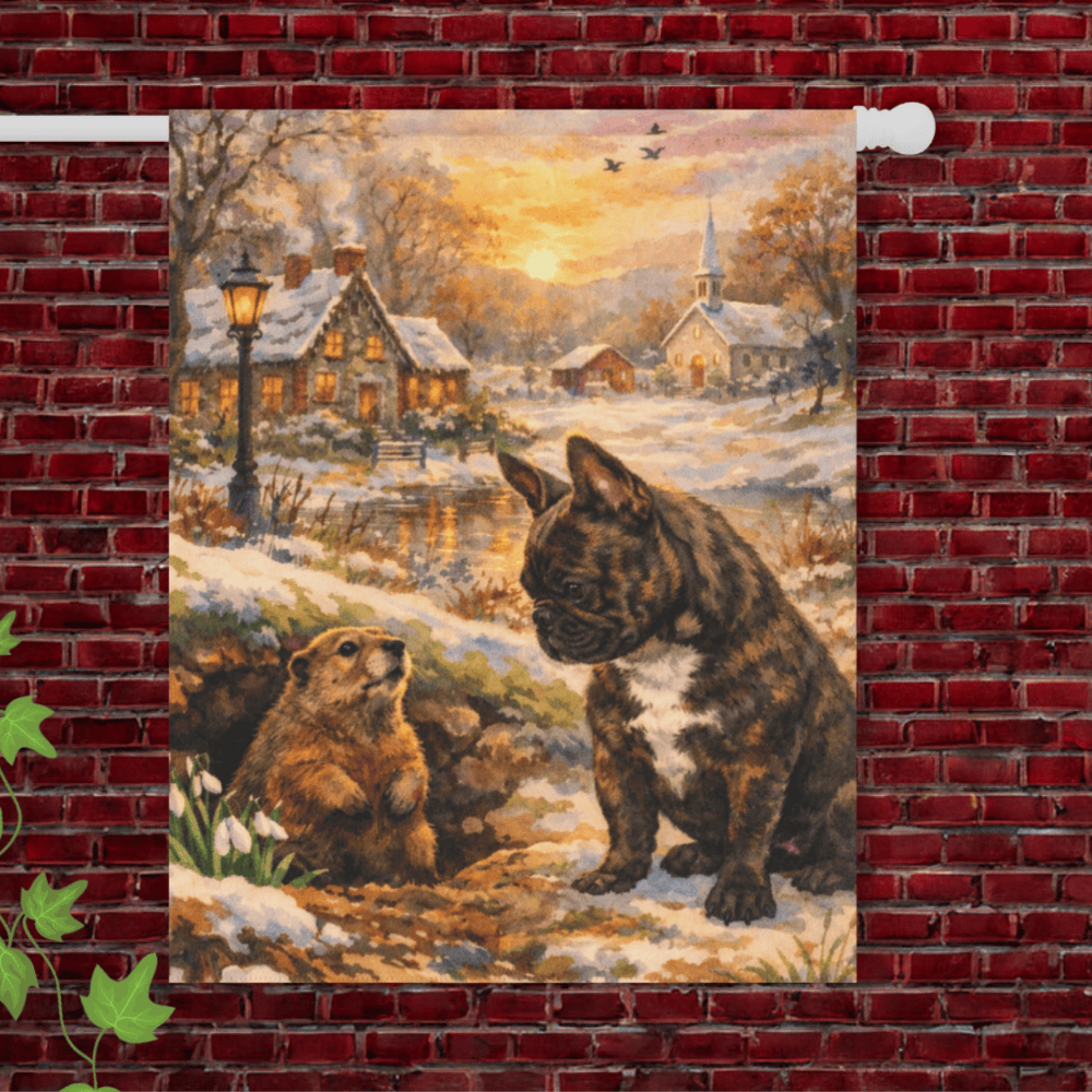 Brindle French Groundhog Day Spring Garden Flag 24.5'' × 32''
