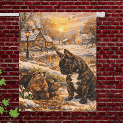 Brindle French Groundhog Day Spring Garden Flag 24.5'' × 32''
