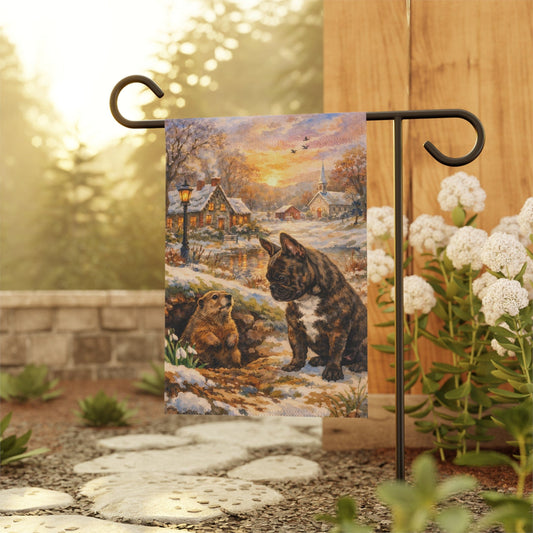 Brindle French Groundhog Day Spring Garden Flag