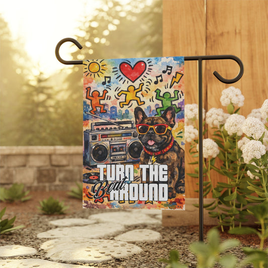 Brindle Frenchie 90s Music Garden Flag