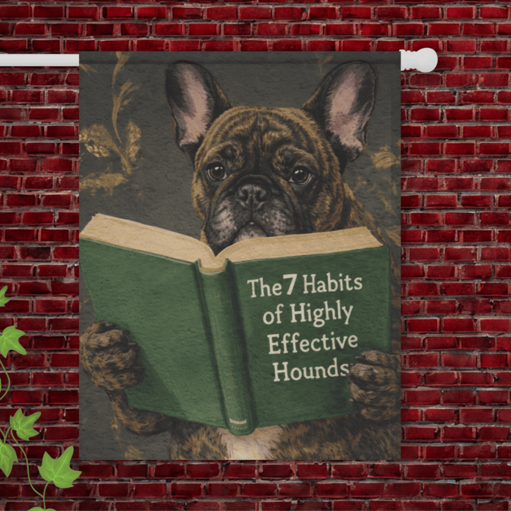 Brindle Frenchie Book Lover Garden Flag 24.5'' × 32''