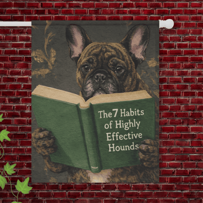 Brindle Frenchie Book Lover Garden Flag 24.5'' × 32''