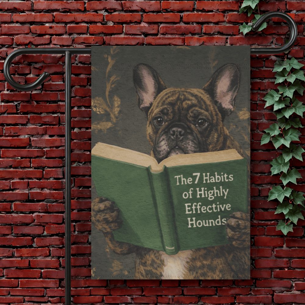 Brindle Frenchie Book Lover Garden Flag 12'' × 18''