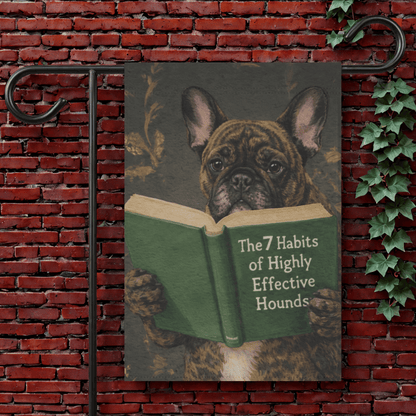 Brindle Frenchie Book Lover Garden Flag 12'' × 18''