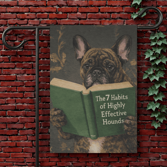 Brindle Frenchie Book Lover Garden Flag 12'' × 18''