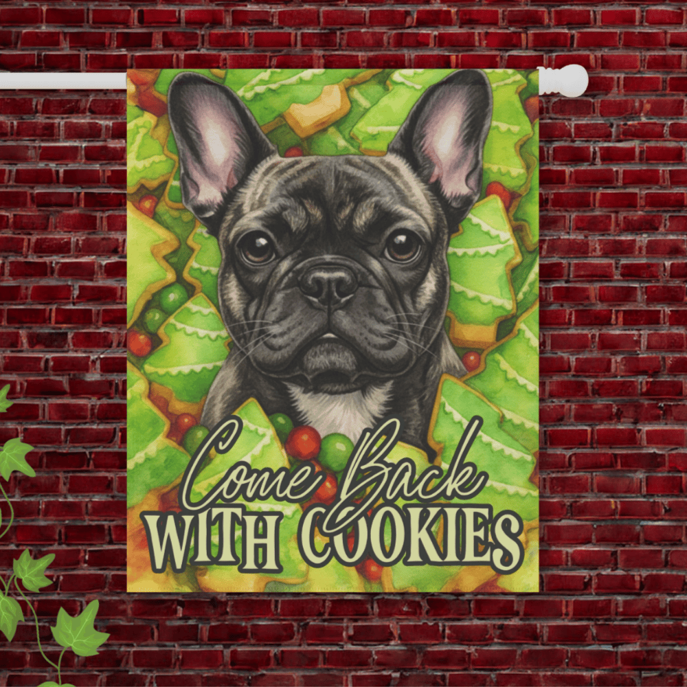 Brindle Frenchie Christmas Cookies Garden Flag 24.5'' × 32''