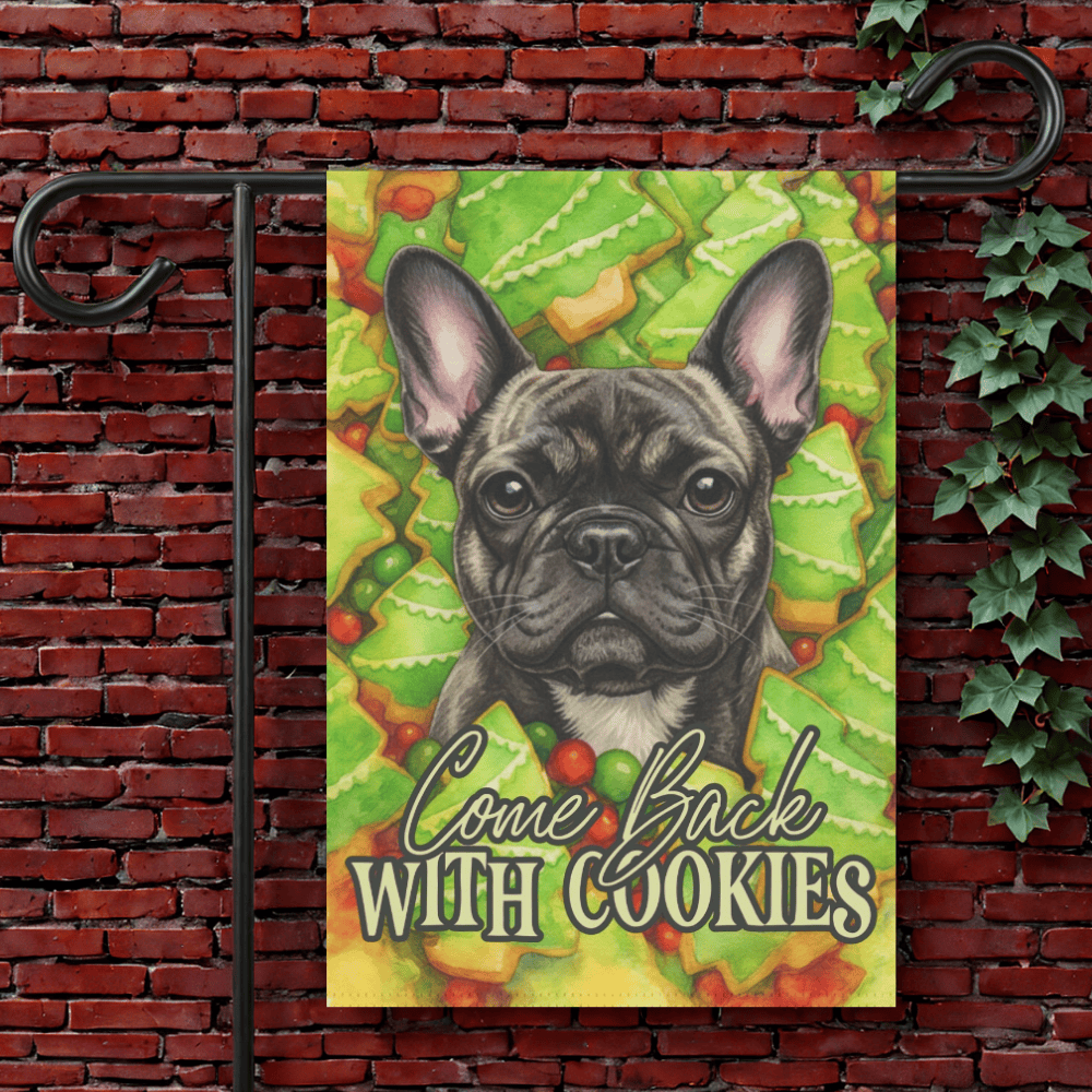Brindle Frenchie Christmas Cookies Garden Flag 12'' × 18''