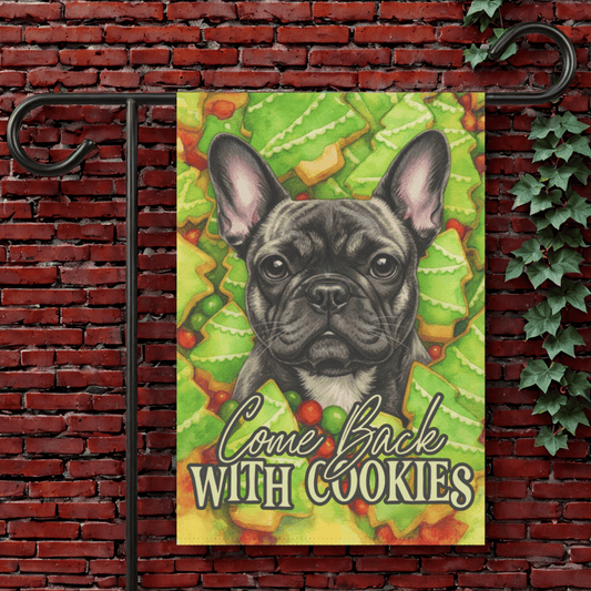Brindle Frenchie Christmas Cookies Garden Flag 12'' × 18''