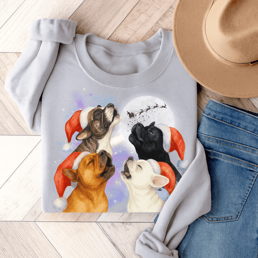 Brindle Frenchie Christmas Howliday Sweatshirt Ash