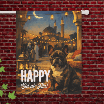Brindle Frenchie Eid al-Fitr Garden Flag 24.5'' × 32''