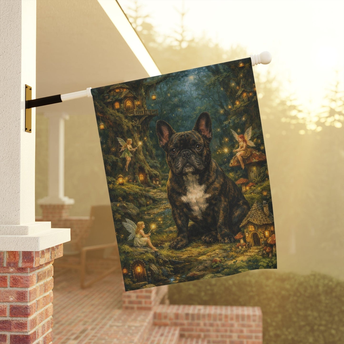 Brindle Frenchie Fantasy Fairy Garden Flag