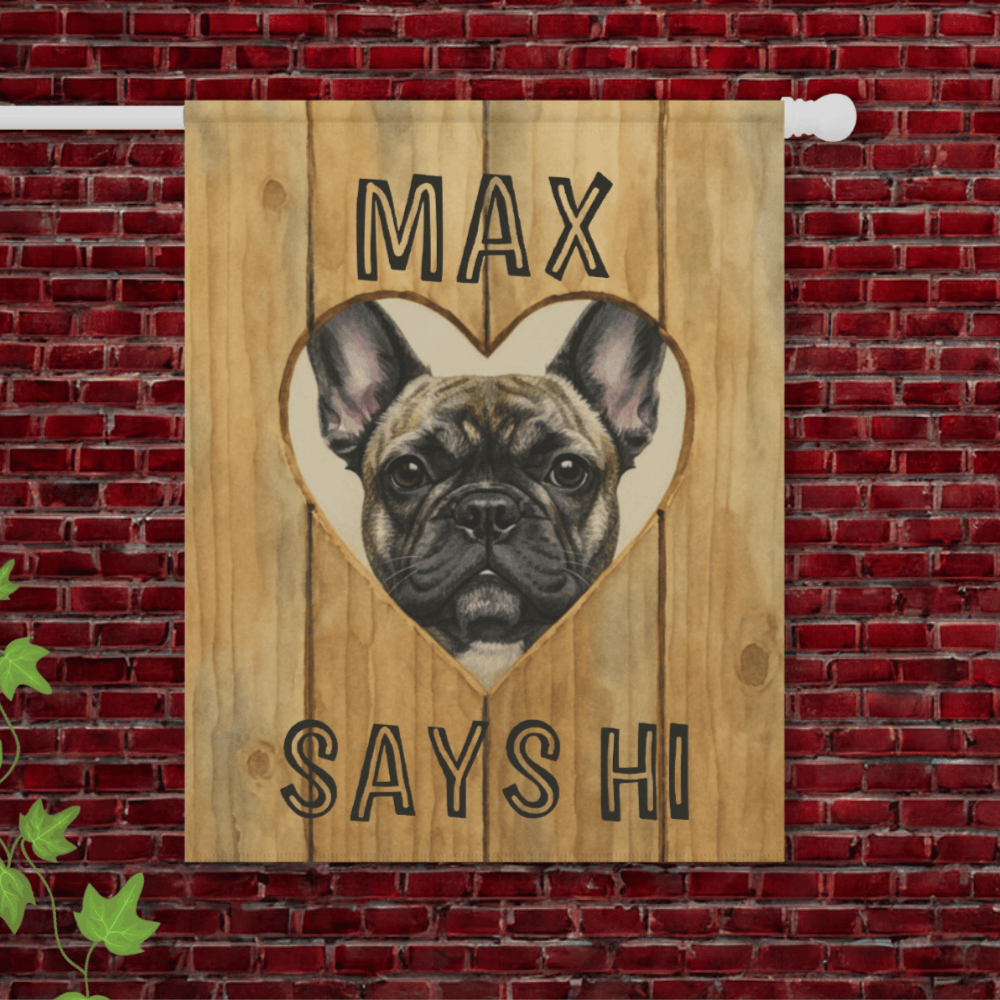 Brindle Frenchie Fence Heart Hole Garden Flag 24.5'' × 32''