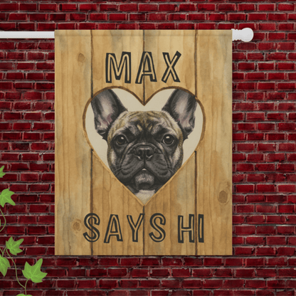 Brindle Frenchie Fence Heart Hole Garden Flag 24.5'' × 32''