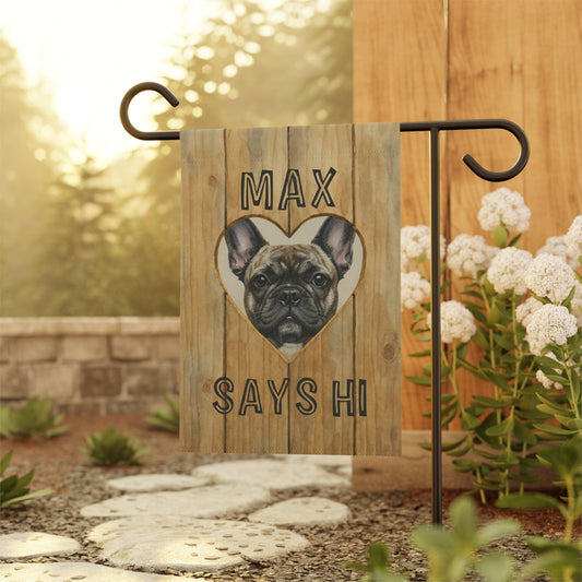 Brindle Frenchie Fence Heart Hole Garden Flag