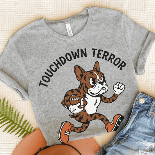 Brindle Frenchie football Touchdown Unisex TShirt Athletic Heather