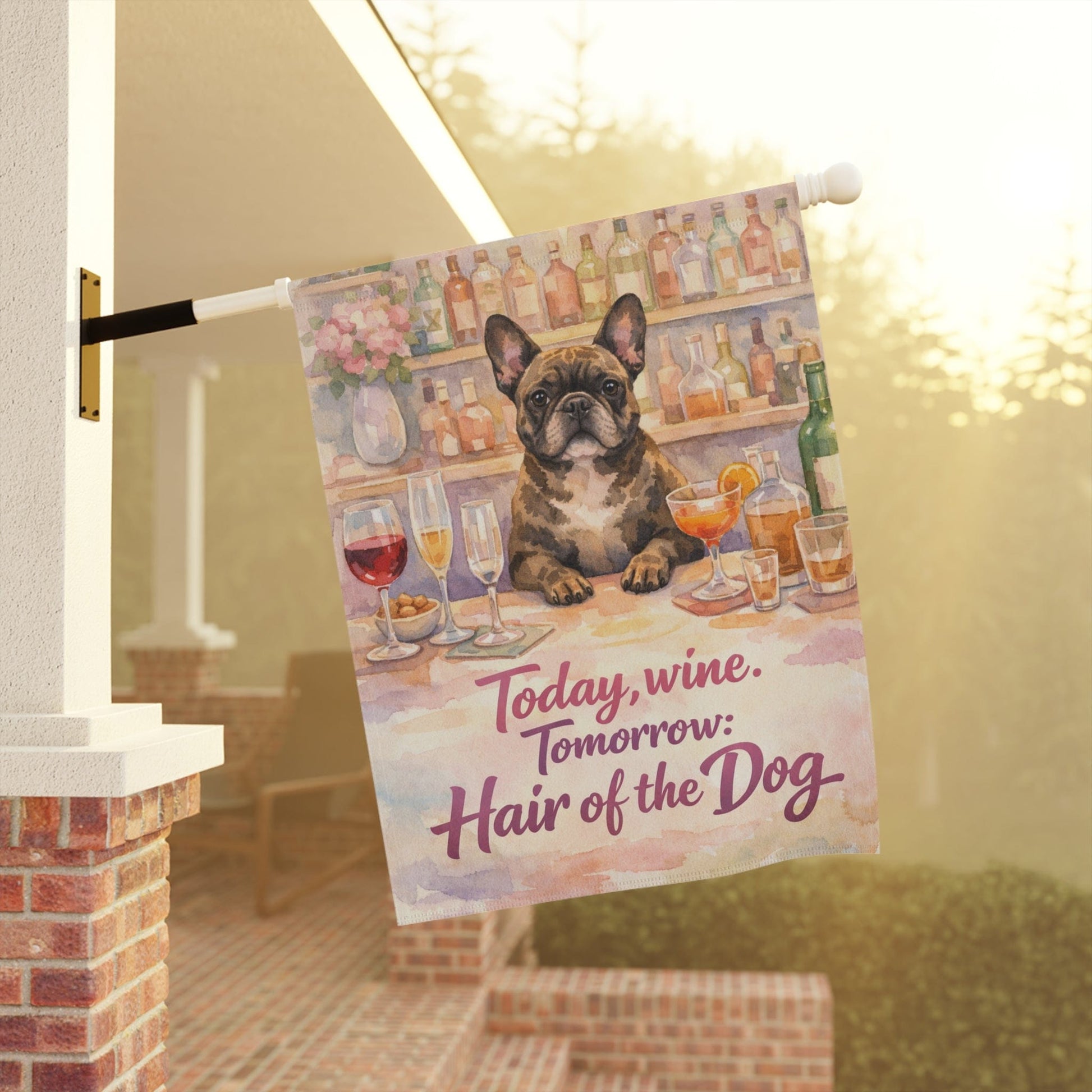 Brindle Frenchie Funny Drinking Garden Flag
