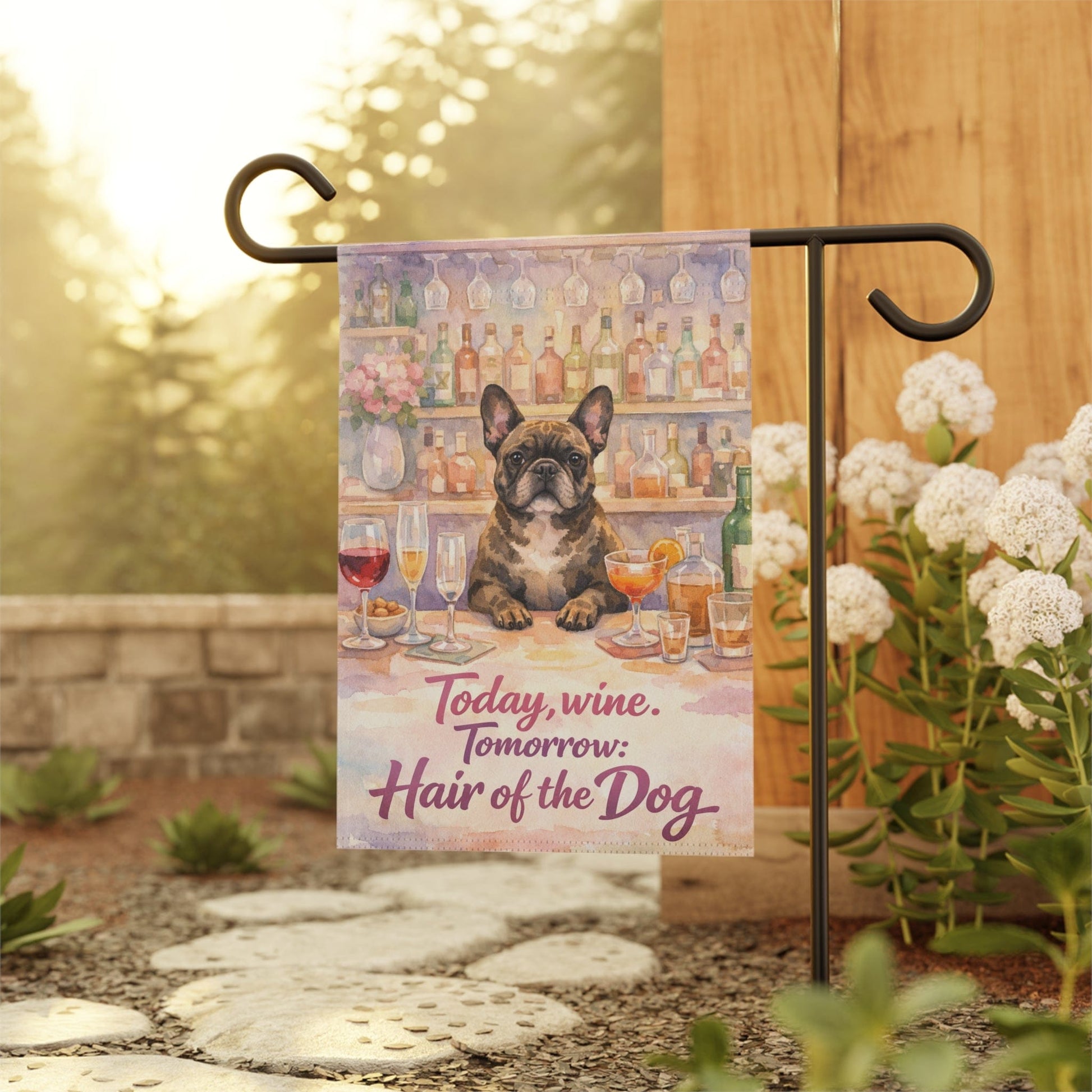 Brindle Frenchie Funny Drinking Garden Flag