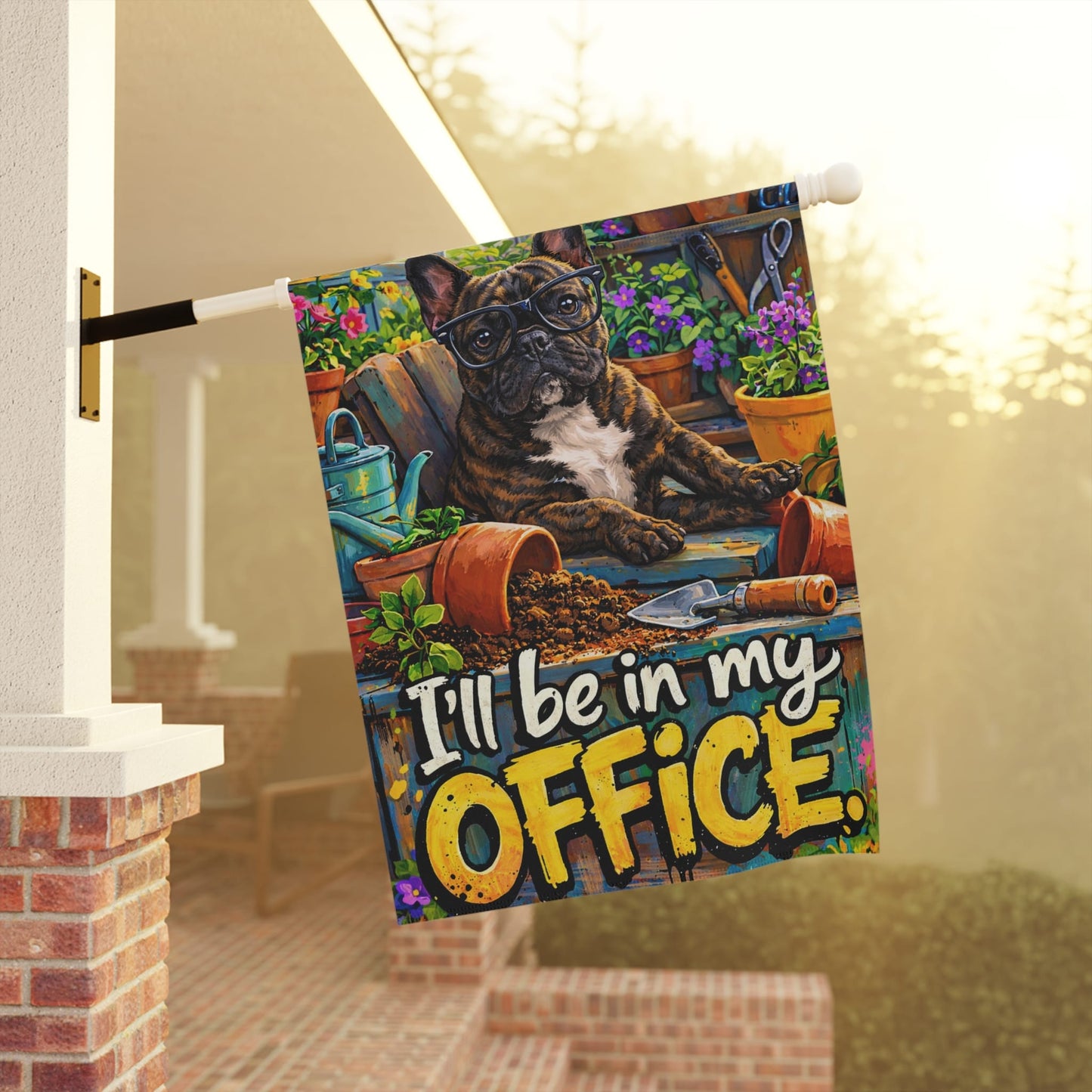 Brindle Frenchie Funny Gardening Garden Flag