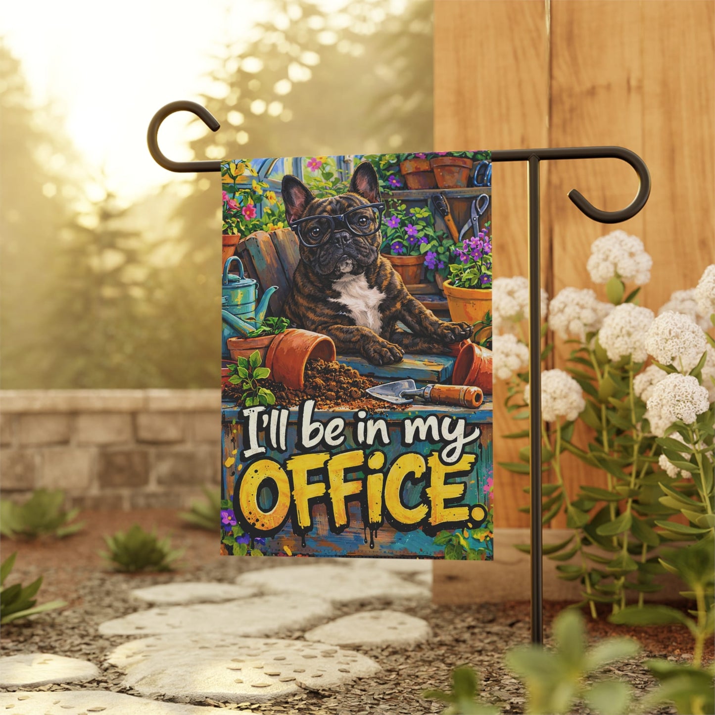 Brindle Frenchie Funny Gardening Garden Flag