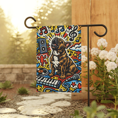 Brindle Frenchie Music Lover Garden Flag