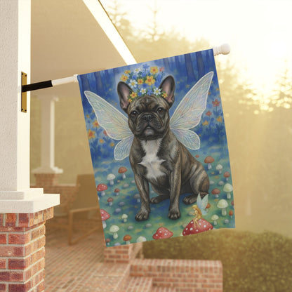 Brindle Frenchie Nighttime Fairy Circle Garden Flag
