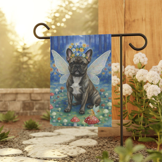 Brindle Frenchie Nighttime Fairy Circle Garden Flag