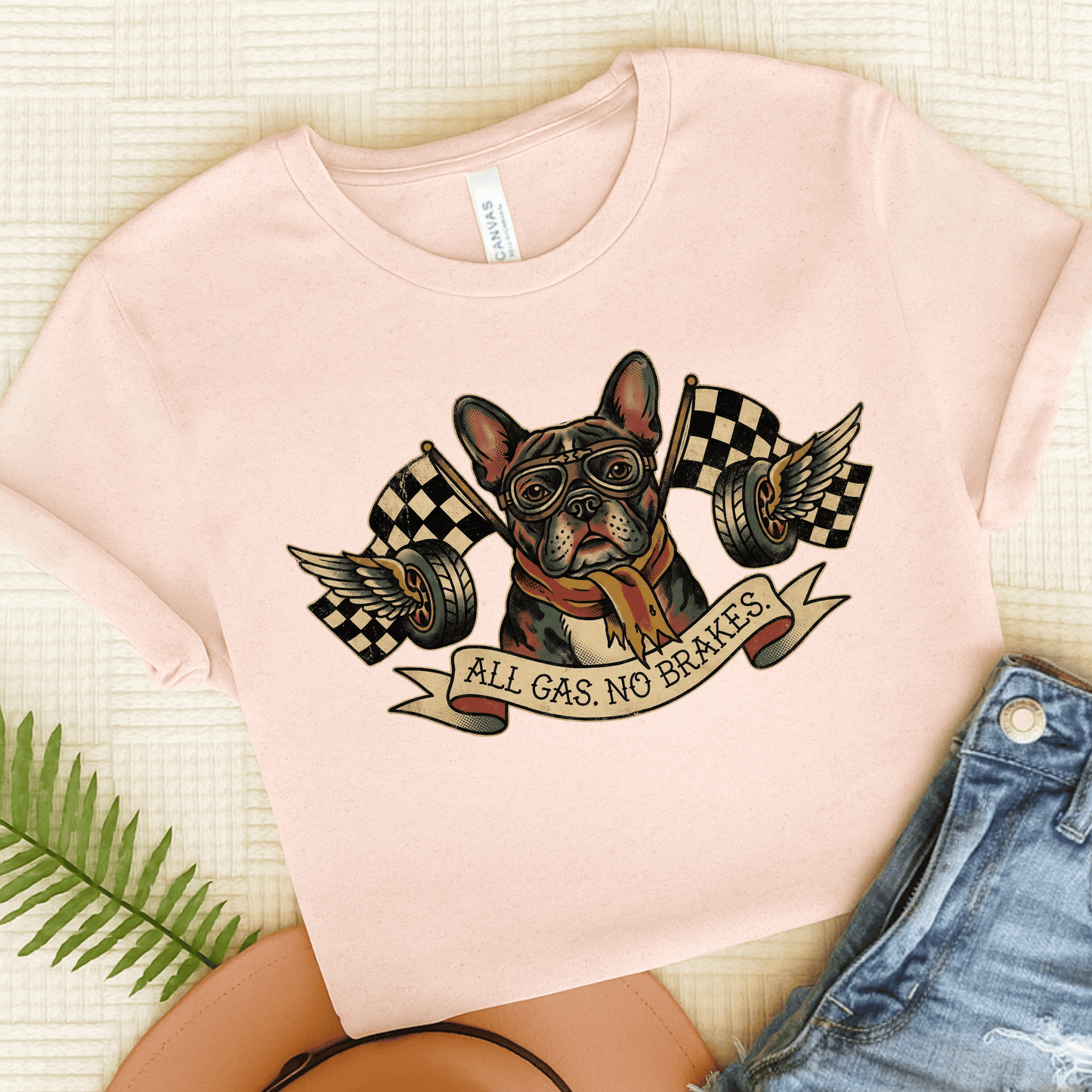 Personalized Frenchie No Brakes Unisex TShirt Soft Pink