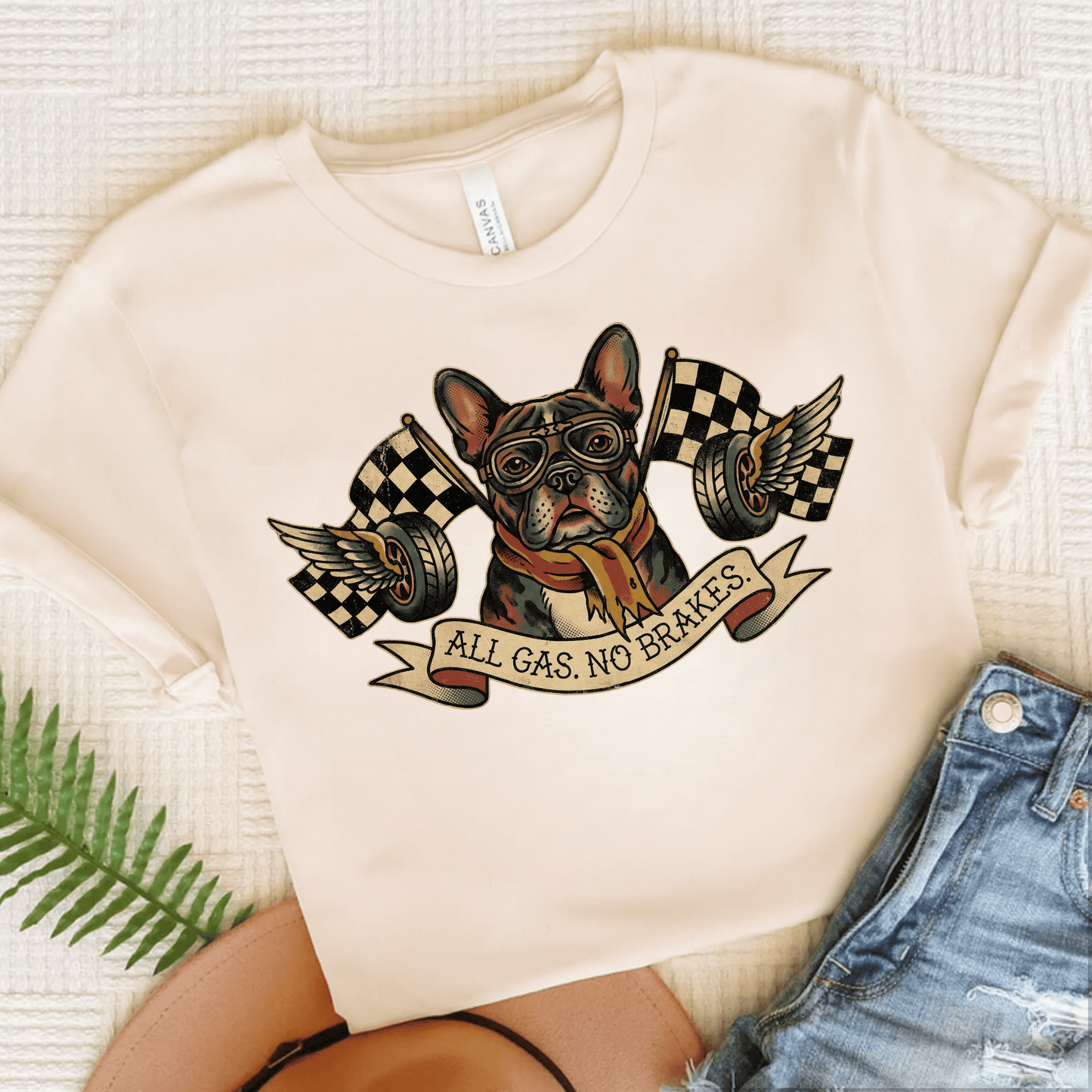 Personalized Frenchie No Brakes Unisex TShirt Natural