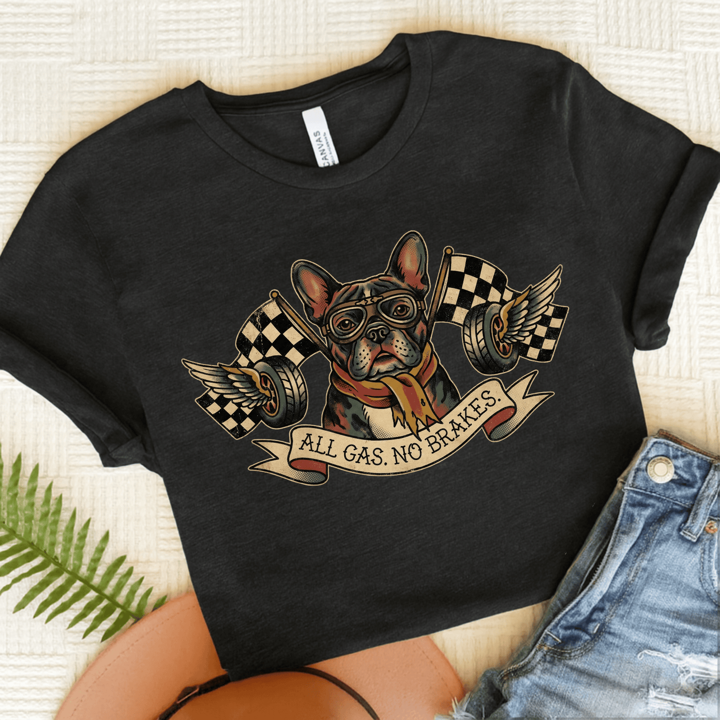 Personalized Frenchie No Brakes Unisex TShirt Dark Grey Heather