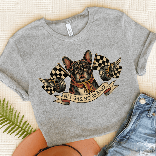 Personalized Frenchie No Brakes Unisex TShirt Athletic Heather