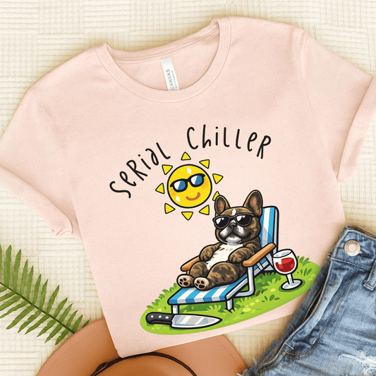 Brindle Frenchie Serial Chiller Unisex TShirt Soft Pink