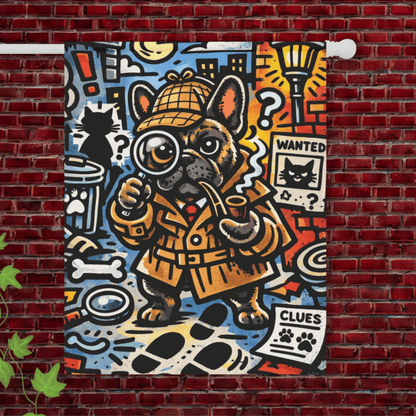 Brindle Frenchie Sherlock Books Flag 24.5'' × 32''