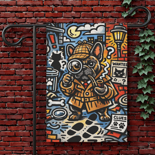 Brindle Frenchie Sherlock Books Flag 12'' × 18''