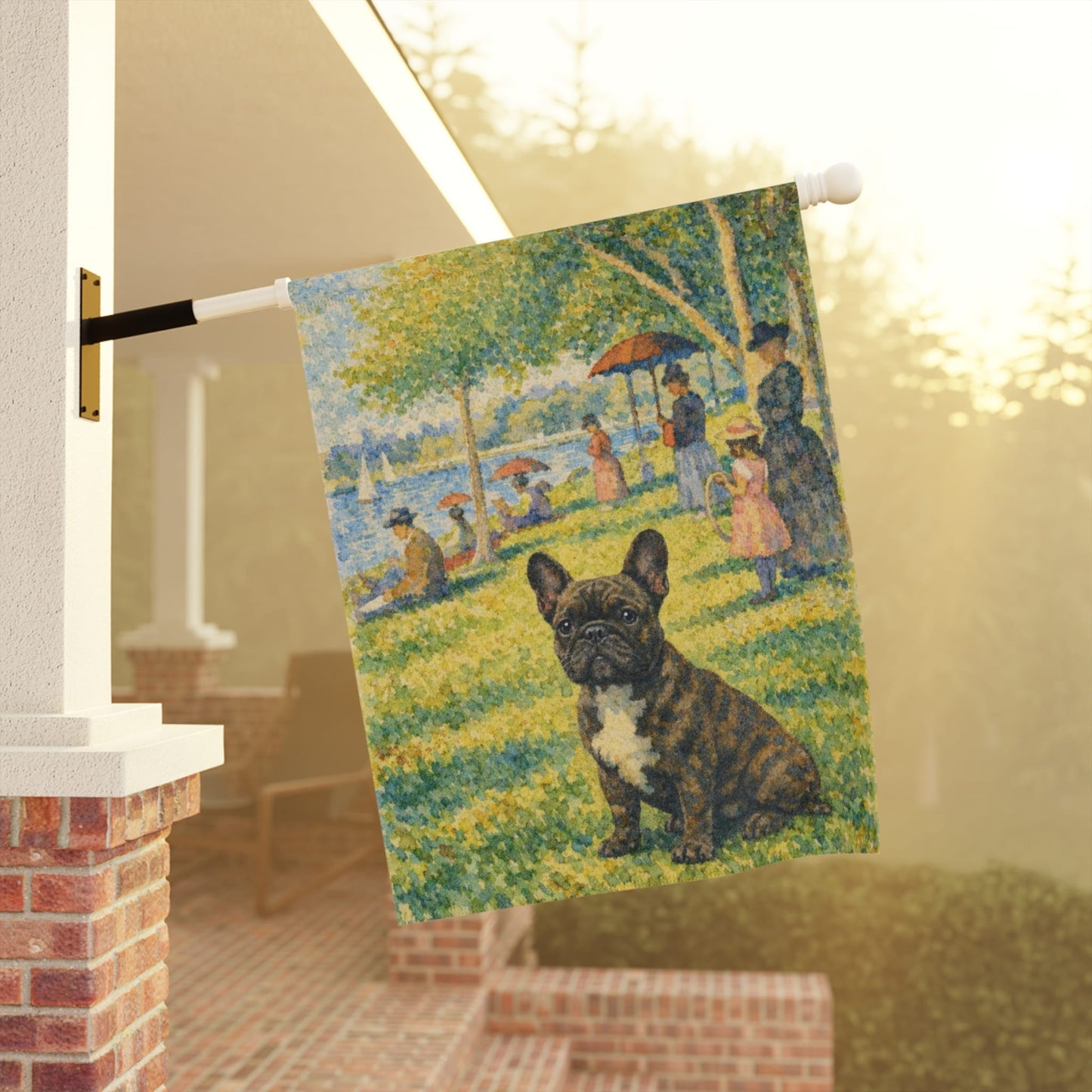 Brindle Frenchie Sunday in the Park Garden Flag