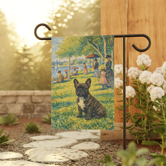Brindle Frenchie Sunday in the Park Garden Flag
