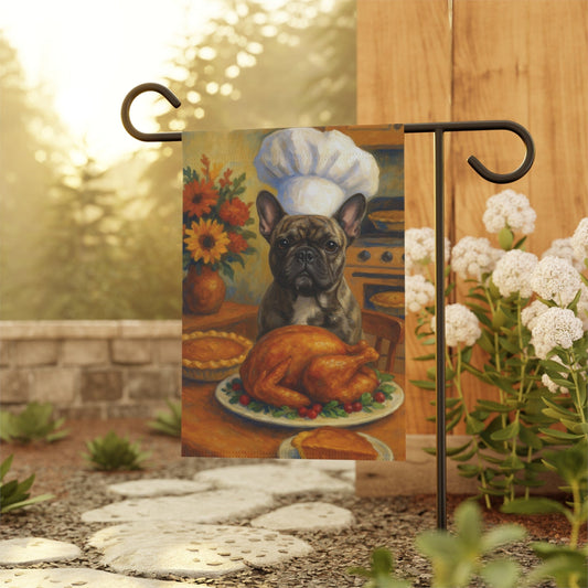 Brindle Frenchie Thanksgiving Garden Flag