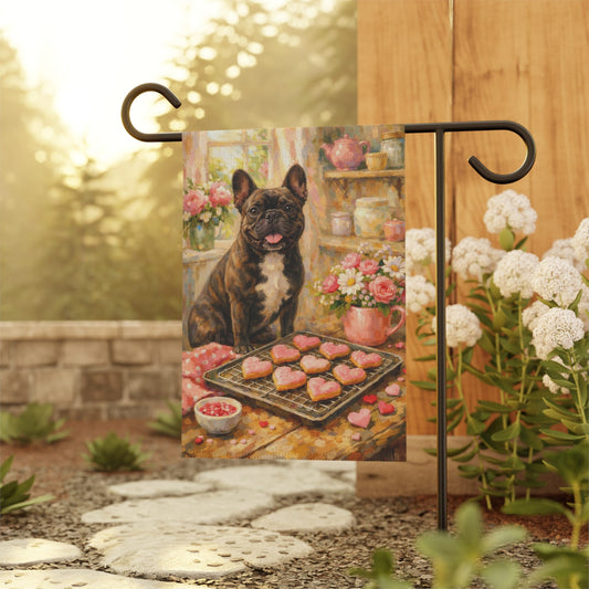 Brindle Frenchie Valentines Day Baking Garden Flag