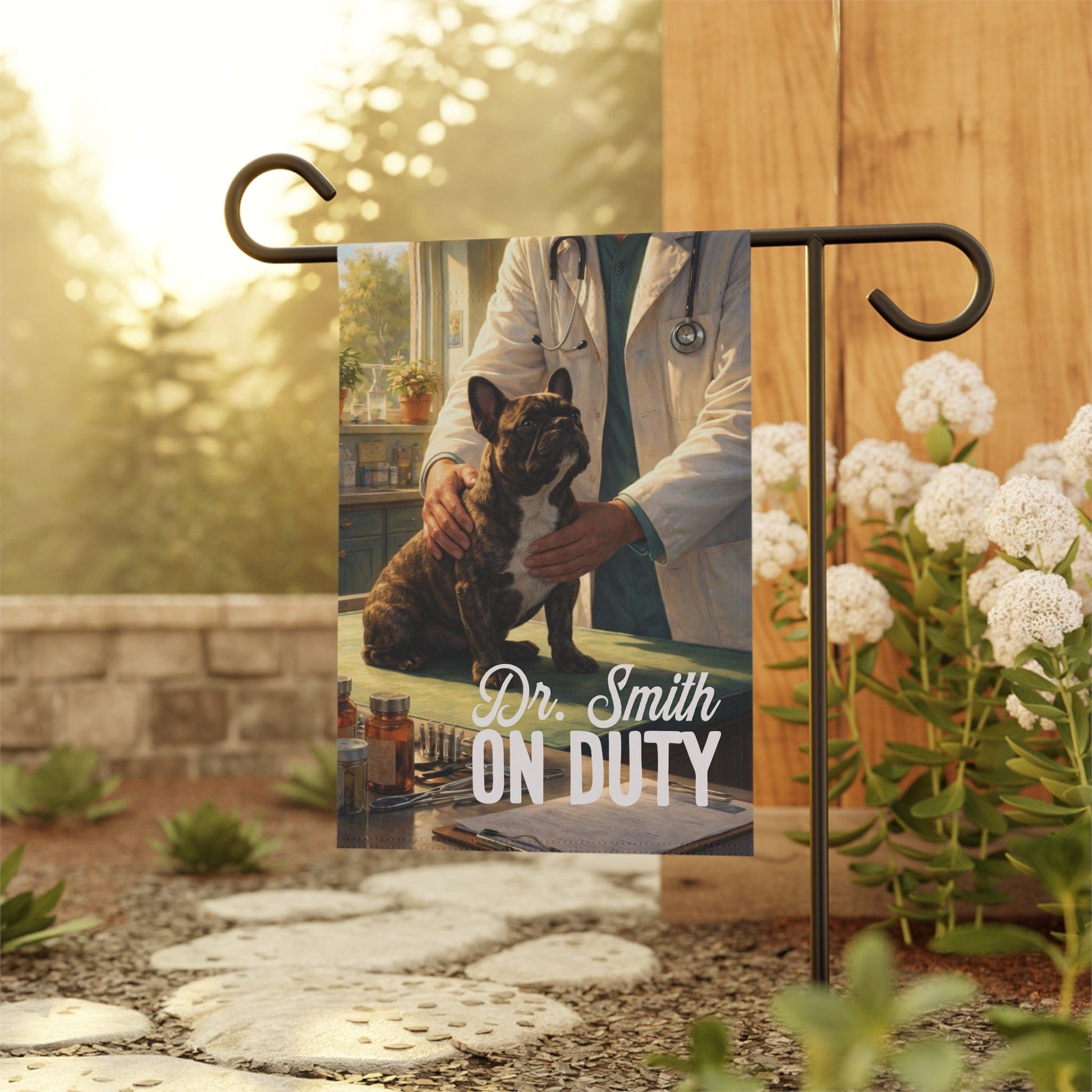 Brindle Frenchie Veterinarian Garden Flag