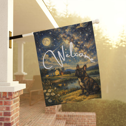 Personalized Frenchie Welcome Night Time Garden Flag