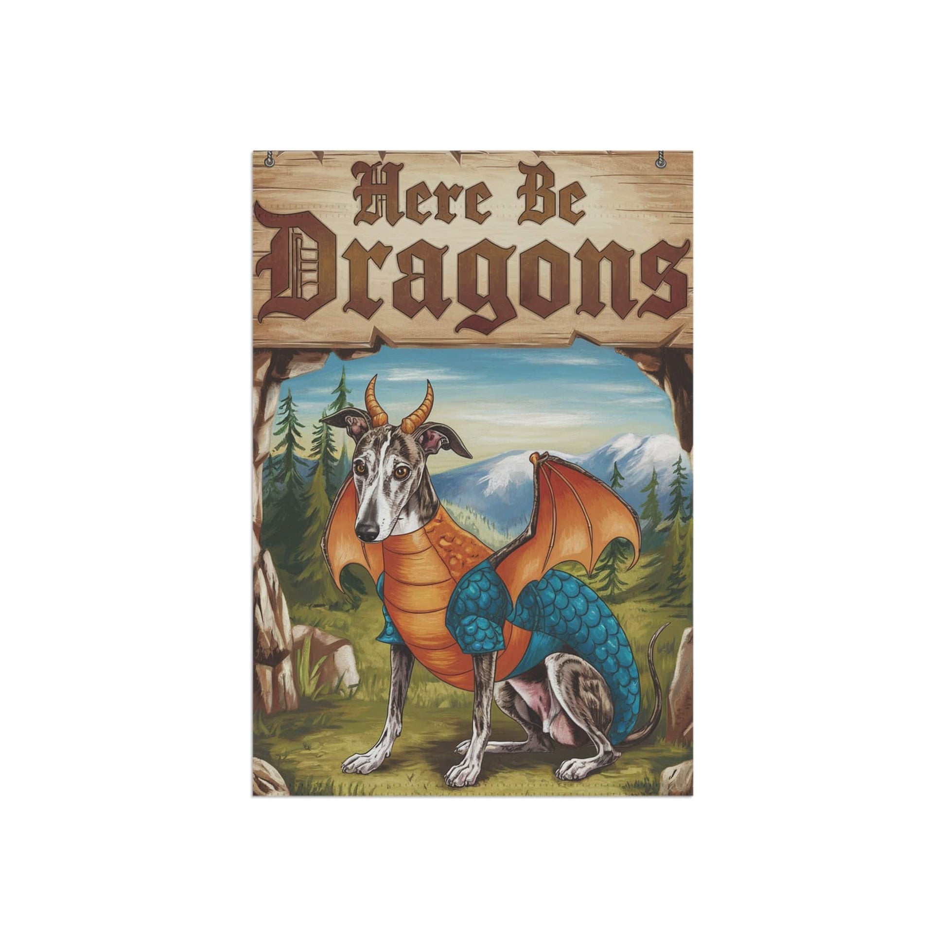 Printify Home Decor Brindle Greyhound Dog Dragon, Garden Flag, Fantasy Pet Yard Spring Decor, Housewarming Halloween Gift