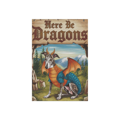 Printify Home Decor Brindle Greyhound Dog Dragon, Garden Flag, Fantasy Pet Yard Spring Decor, Housewarming Halloween Gift