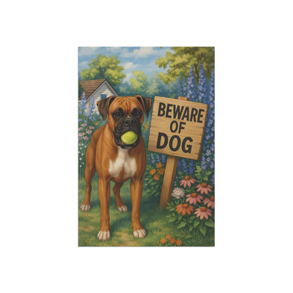 Printify Garden Flag Brown Boxer Funny Beware Garden Flag